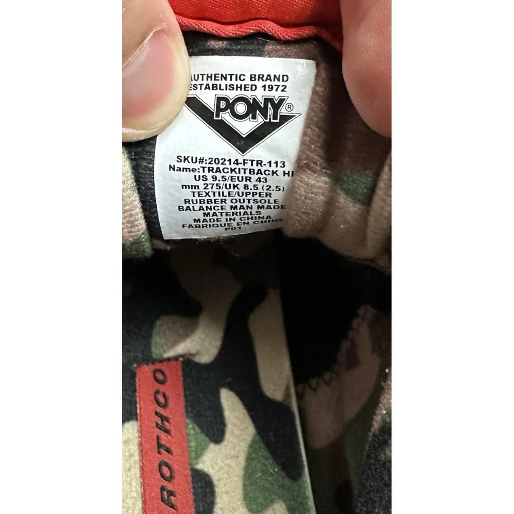 Pony X Rothco Black/Camo Trackitback Hi Boot Size 9.5 RARE SHOE‎